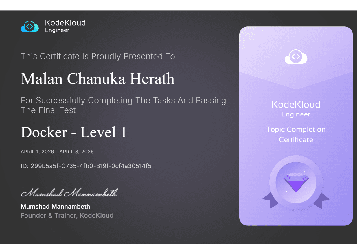 KodeKloud Docker Level 1