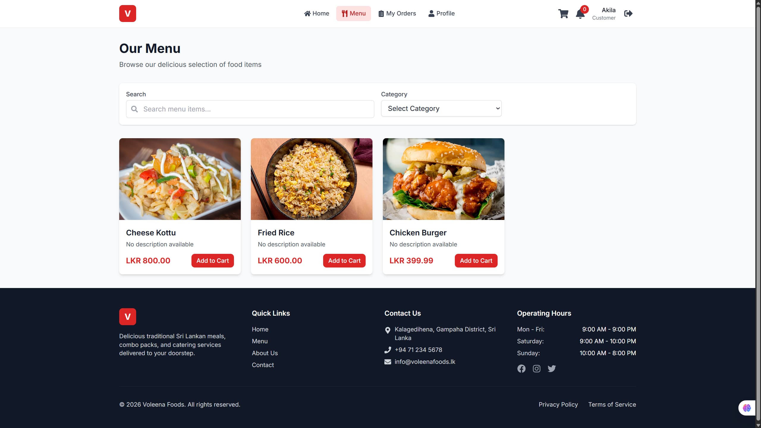 Web-Based Online Food Ordering System